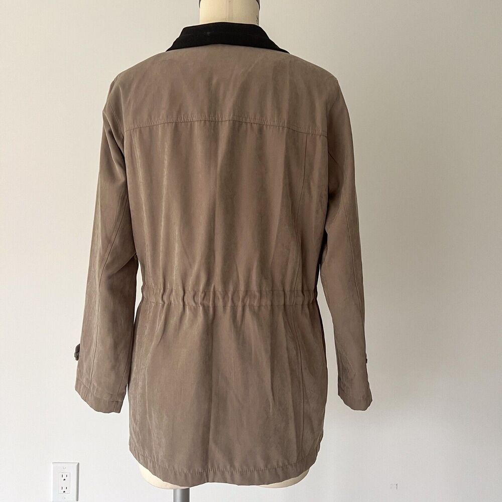 St. John's Bay Women's Small Lined Barn Coat Jacket Beige Khaki Brown Velvet - Picture 9 of 16
